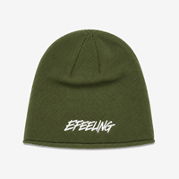 Gorro de invierno de punto sin dobladillo con logotipo personalizado bordado estilo urbano al por mayor, gorro sin ribete