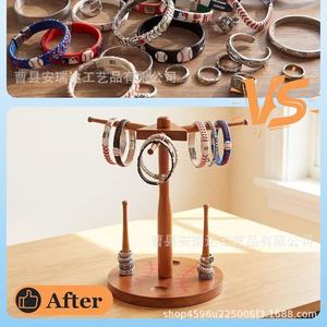 Organizador de joyas de madera con soporte de exhibición de escritorio para anillos, collares y pulseras, para accesorios. - Product Image 3