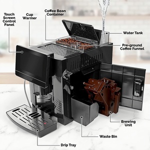 Cafetera Automática Pequeña Comercial con Función de Molienda y Espumado, Cafetera Espresso Inteligente para el Hogar - Product Image 4