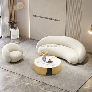 Sofá Curvo Minimalista de Lujo, Tela Bouclé Blanca, Sofá de 3 Plazas en Forma de Arco, Muebles Modernos para Sala de Estar, Sofás para Vestíbulo de Hotel - Product Image 6