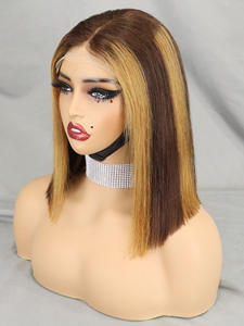 Perruques de cheveux humains en dentelle 5X5 pour Bob Braids Cheveux raides sans colle avec texture naturelle - Product Image 2