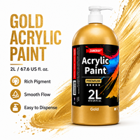 Peinture acrylique dorée 2L avec pompe distributrice, couleur acrylique pour artistes pour toile et art mural, fournitures de peinture artisanale DIY, en vrac