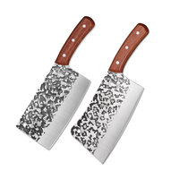 Couteau de cuisine minimaliste moderne forgé à la main en bois de poirier rouge, style influenceur, pour hacher les os et trancher les légumes