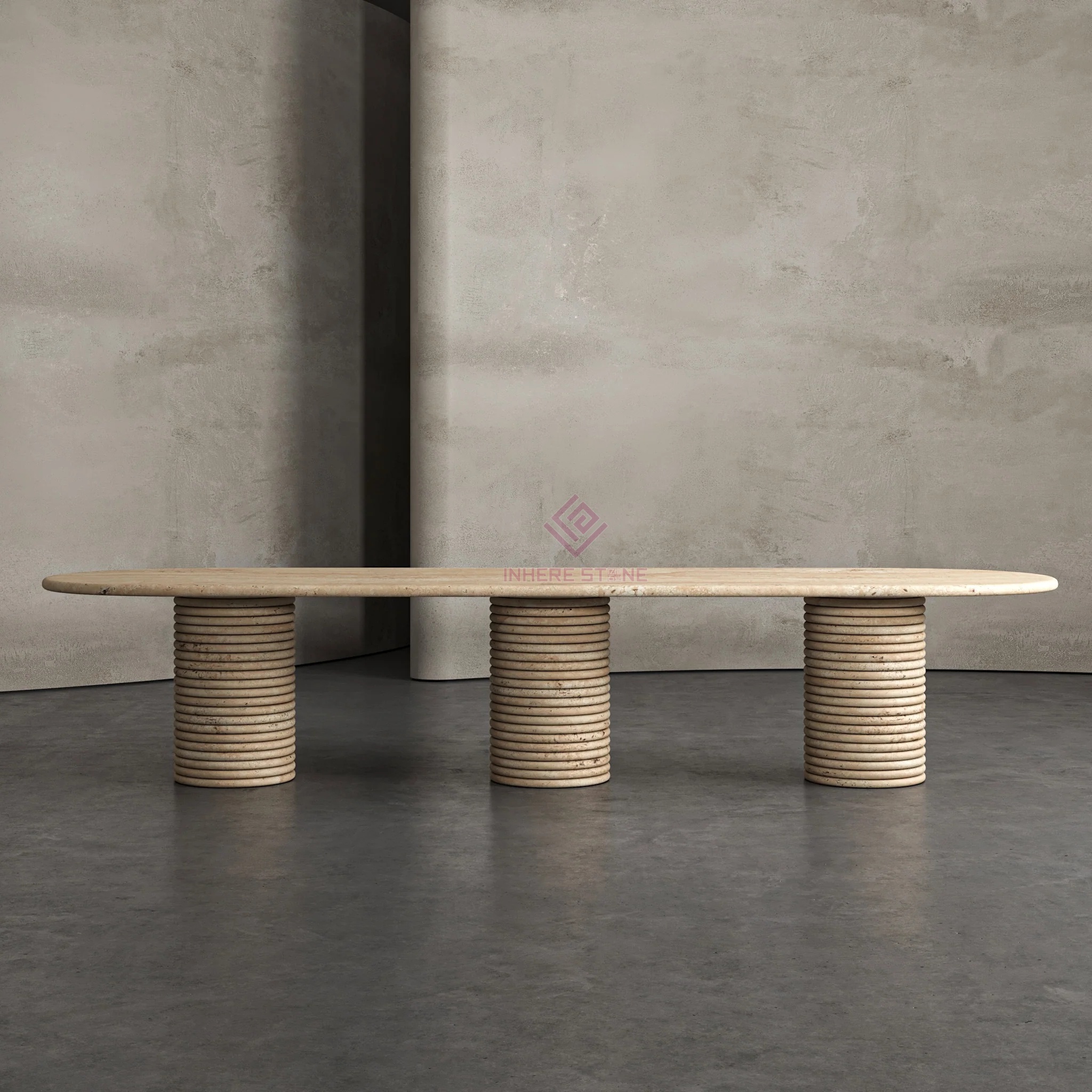 Travertino beige con base de anillos