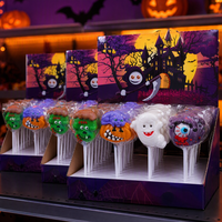 Sucettes monstres d'Halloween Halal à succès : Frankenstein effrayant et fantôme, bonbons durs 20g, parfaits pour les décorations de fête d'Halloween