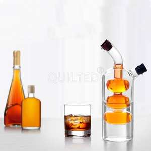 Accesorios de cocina de vidrio 2 en 1 personalizados: Botella dispensadora de aceite y vinagre, tarro de almacenamiento de vidrio para salsa de soja con tapa, y recipientes para salsa. - Product Image 2