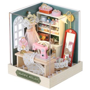 Kit de <span class=keywords><strong>Bricolage</strong></span> Maison Miniature en Bois <span class=keywords><strong>pour</strong></span> Filles - Modèle Créatif de Petite Maison, Projet de Construction Ludique et Décoration de Chambre, Cadeau - Product Image 1