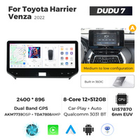 DUDUAUTO 12.3 pouces 12 + 512G Unité principale universelle autoradio  multimédia pour Toyota Harrier/Venza 2022 au présent