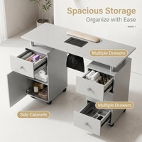 Table de manucure avec collecteur de poussière et casiers à vernis à ongles, bureau de manucure, mobilier de salon de beauté, table de salon de beauté