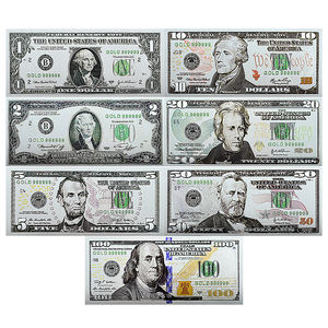 ชุดธนบัตรสะสม 7 ใบ/ชุด พิมพ์ลายเงินดอลลาร์สหรัฐสองด้านด้วยฟอยล์สีเงิน มูลค่า $1 $2 $5 $10 $20 $<span class=keywords><strong>50</strong></span> $<span class=keywords><strong>100</strong></span> ของที่ระลึกพรีเมียม - Product Image 1
