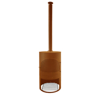 Chimenea de Acero Corten Color Óxido, Diseño KD, con Almacenamiento de Leños, Nueva Tendencia