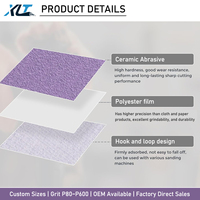 Disque de ponçage abrasif en céramique violette de 5 pouces (125 mm) avec dos auto-agrippant pour peinture automobile, couche transparente, bois et polissage du métal
