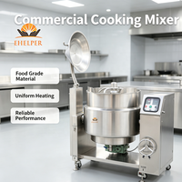 Marmite de cuisson commerciale inclinable à gaz avec agitateur, en acier inoxydable 304, pour la préparation de sauces, confitures et pâtes