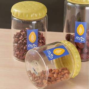 Recipiente cilíndrico para almacenamiento de alimentos Mip de 300 ml con tapa hermética de clip para refrigerios y granos, uso doméstico - Product Image 1