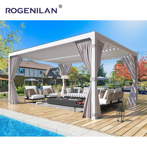 Pérgola de Jardín Moderna Personalizada ROGENILAN, Pérgola de Aluminio con Techo de Láminas Impermeable y Toldo Parasol - Product Image 2