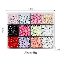 Lot de 12 grilles de breloques 3D pour ongles, motifs fleurs, papillons, perles, cerises, décorations en plastique et métal pour nail art avec boîte de rangement, marque personnalisée