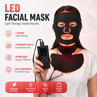 Masque facial LED coloré à thérapie de lumière rouge en silicone pour usage domestique, 7 couleurs, 630 nm, pour le soin de la