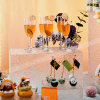 Support de présentation de dessert en acrylique transparent ondulé pour mariage, buffet, goûter, événements de restauration