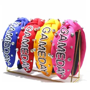 2024 New Arrival Trendy Gameday Headband Handmade Studded Seed Bead Game Day Knot Headband