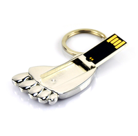 Empreinte clés USB en vrac pas cher métal mignon clé USB avec porte-clés approvisionnement d'usine argent bébé pied clé USB