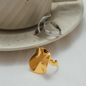 Geometric Shape Fashion <b>Ring</b> <b>Titanium</b> Steel 18k Gold Plated Open Design Unisex Jewelry Gift - Product Image 3