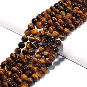 새로 디자인 패션 천연 크리스탈 팔찌 수제 호랑이 눈 광택 라운드 느슨한 비즈 돌 팔찌 - Product Image 3