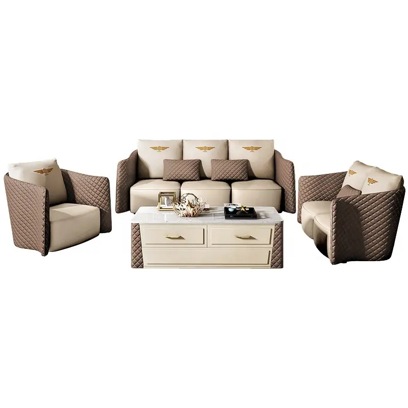 Fabbrica di lusso 1 + 2 + 3 set completo moderno divano europeo ultimo soggiorno set di divani in pelle