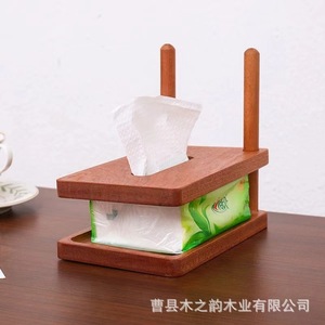 Wooden Tissue Box Holder Natural Color 20x12x17.5cm Square Modern Design Free <b>Standing</b> For Living Room Bedroom Bathroom - Product Image 3