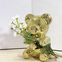 Chuang De Meilleures ventes Ours en peluche boule disco lumineux dans le noir, décoration miroir durable pour chambre et bureau, cadeau pour elle