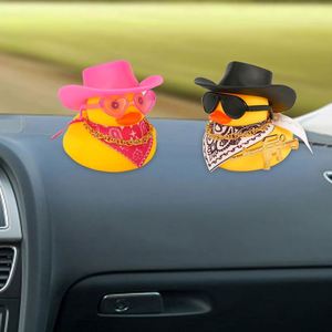 Fun Rubber Duck Dashboard Decorations Mini Cowboy Hat Scarf Necklace & Sunglasses <b>Bath</b> Toys for Car Desk Office Decor - Product Image 6
