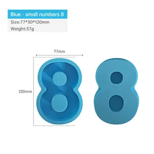 Moldes de resina digital de números 0 a 9, formas de silicone para bolo, aniversário, formato de resina
