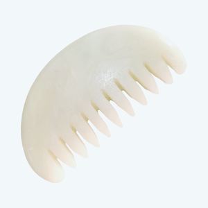 Guasha Comb Small Half Round Head Meridian <b>Massage</b> Comb Clear Quartz Rhodonite <b>Scalp</b> Gua Sha - Product Image 4