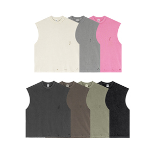 Débardeur sans manches découpé unisexe 2025 Streetwear d'été en coton pour européen et américain - Product Image 2