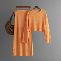 Ensemble deux pièces en maille pour femme : pull tricoté ample et jupe tricotée pour l'été – Ropa De Mujer Roupas Femininas Da Moda
