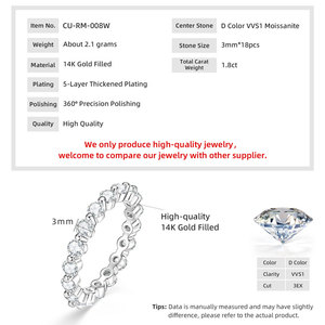 Anillo de Eternidad de Moissanita de Lujo con Relleno de Oro de 14K al por Mayor, Anillo Romántico para Boda y Uso Diario, Anillo Apilable para Mujer, Regalo - Product Image 2