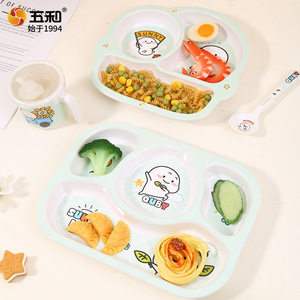 Wuhe Childrens Melamine Plate Set With Spoon 2-4 Years Cute Design For Kids Mealtime - Product Image 2