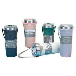 2026 Custom Logo Stainless Steel Vacuum <b>Insulated</b> Tumbler Portable Travel Coffee <b>Mug</b> with Silicone Strap Eco-friendly Cup - Product Image 1