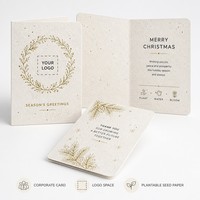 Carte de Noël d'entreprise en papier semence plantable, cartes de fêtes professionnelles avec espace pour logo, cartes de Noël personnalisées imprimées en gros