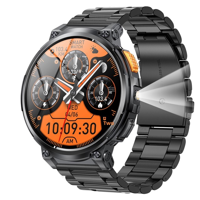 SQ New K66 Smart Watch for Flashlight IPS Heart Rate Blood Pressure Blood Oxygen Multi Sports Watch Silicone Gel Band