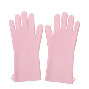 Silicone Dishwashing Gloves Thickening Non Slip Heat Resistant Kitchen Cleaning Household Use Waterproof Solid Color - Product Image 5