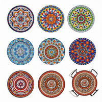 Sous-verres en peinture diamantée, 4 pièces, motif Mandala, dessous de plat de cuisine, décoration de maison en bois, protection de table QQ045