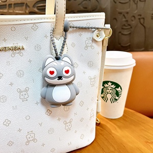 Llavero de coche de alta calidad con colgante de conejo de juguete de goma, divertido, antiestrés, de dibujos animados - Product Image 4