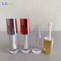 Lot de 100 tubes d'emballage pour huile à lèvres LZ de 6 ml et 6,5 ml, avec logo personnalisé, applicateur à brosse épaisse et grand pinceau, tubes de brillant à lèvres de luxe avec applicateur