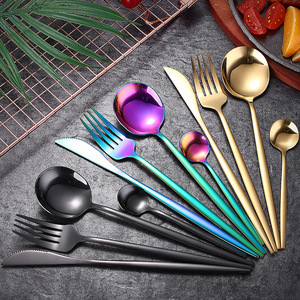 Ensemble de couverts occidentaux en acier inoxydable 4 pièces, couteaux à steak, fourchettes, cuillères, vaisselle épaisse pour hôtel, usage domestique quotidien - Product Image 2