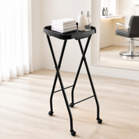Chariot de service pliable moderne en acier inoxydable noir pour chambre et salon, OEM