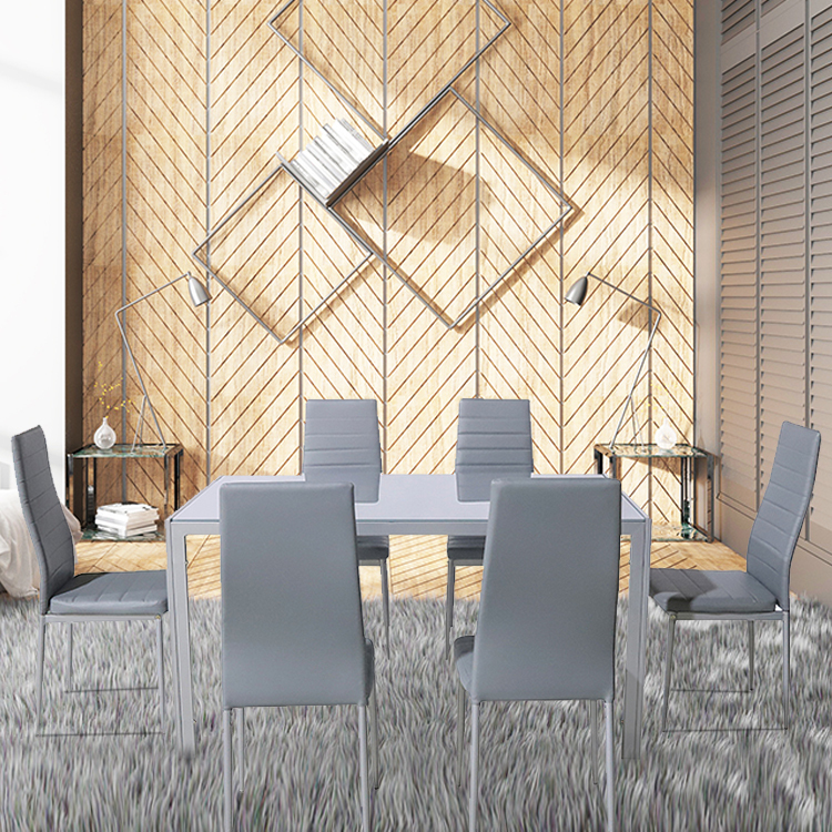 Dining room Modern design simple style glass dining table custom pattern Ultra-thin Tempered Glass dining table