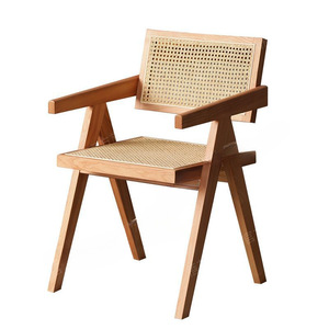 Silla de Comedor de Madera Maciza con Asiento de Ratán, Estilo Minimalista, para Uso en el Hogar, Silla para Sala de Estar - Product Image 4