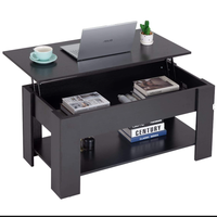 Table basse moderne relevable avec rangement dissimulé et étagère inférieure en bois, mobilier de salon en gros pour appartement et hôtel