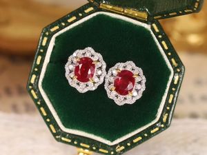 Pendientes Xinfly de Oro Puro 18k Au750 con Rubí Natural de Mozambique de 1.1ct y Diamantes de 0.24ct, Joyería de Moda - Product Image 4