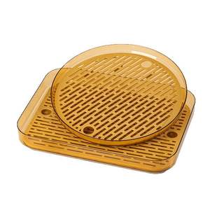 Plateau à thé rond pour service à thé Kung Fu, diamètre 28 cm, avec égouttoir, passe au lave-vaisselle, design moderne, usage domestique - Product Image 3